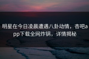 明星在今日凌晨遭遇八卦动情，杏吧app下载全网炸锅，详情揭秘