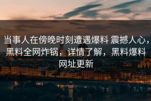 当事人在傍晚时刻遭遇爆料 震撼人心，黑料全网炸锅，详情了解，黑料爆料网址更新