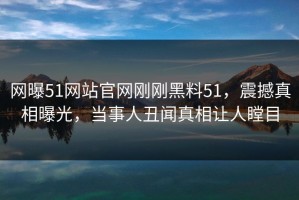 网曝51网站官网刚刚黑料51，震撼真相曝光，当事人丑闻真相让人瞠目