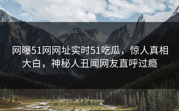 网曝51网网址实时51吃瓜，惊人真相大白，神秘人丑闻网友直呼过瘾
