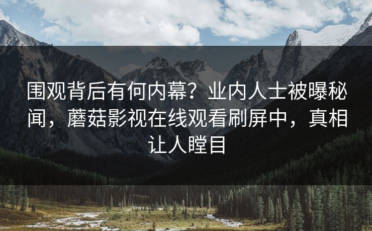 围观背后有何内幕？业内人士被曝秘闻，蘑菇影视在线观看刷屏中，真相让人瞠目