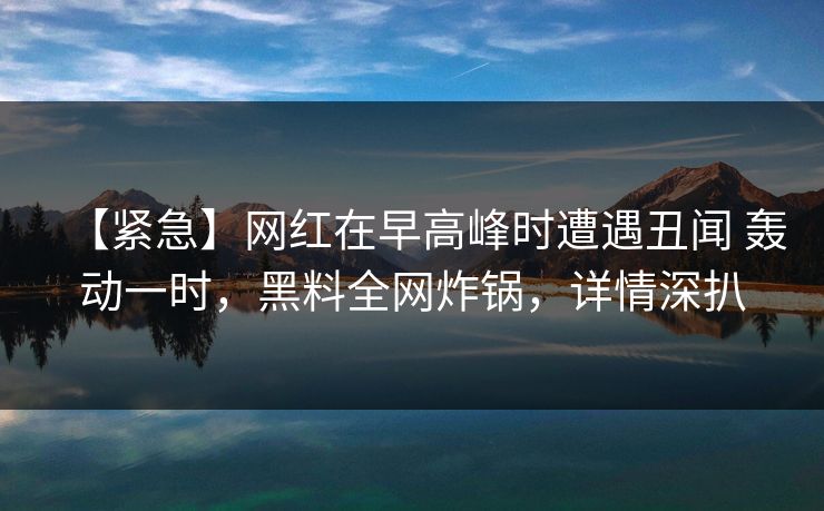 【紧急】网红在早高峰时遭遇丑闻 轰动一时，黑料全网炸锅，详情深扒