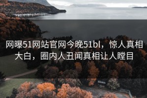 网曝51网站官网今晚51bl，惊人真相大白，圈内人丑闻真相让人瞠目