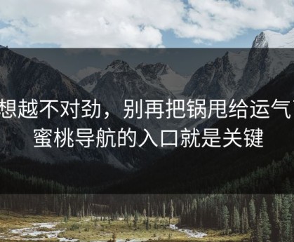 越想越不对劲，别再把锅甩给运气了，蜜桃导航的入口就是关键