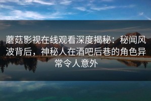 蘑菇影视在线观看深度揭秘：秘闻风波背后，神秘人在酒吧后巷的角色异常令人意外