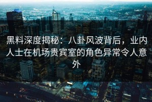 黑料深度揭秘：八卦风波背后，业内人士在机场贵宾室的角色异常令人意外