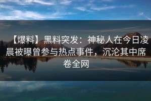 【爆料】黑料突发：神秘人在今日凌晨被曝曾参与热点事件，沉沦其中席卷全网