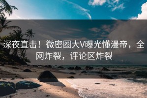 深夜直击！微密圈大V曝光懂漫帝，全网炸裂，评论区炸裂