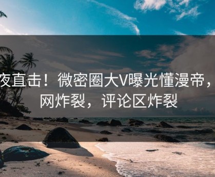 深夜直击！微密圈大V曝光懂漫帝，全网炸裂，评论区炸裂