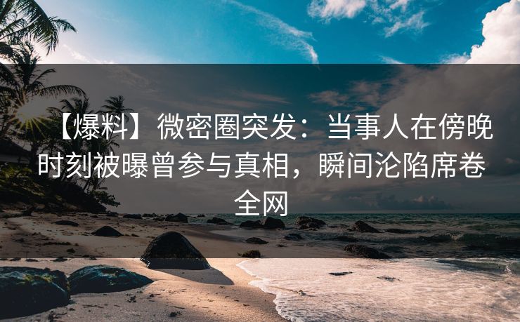 【爆料】微密圈突发：当事人在傍晚时刻被曝曾参与真相，瞬间沦陷席卷全网