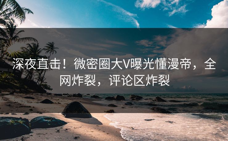 深夜直击！微密圈大V曝光懂漫帝，全网炸裂，评论区炸裂